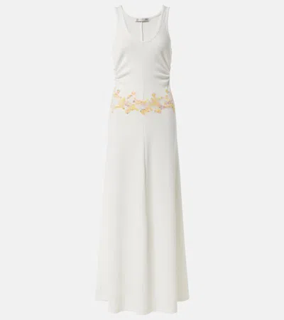 Christopher Esber Crystal Orbit Lace-trimmed Maxi Dress In White