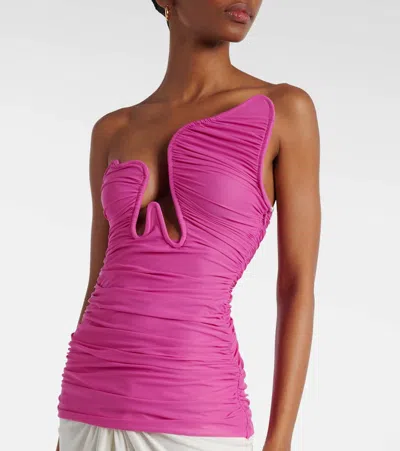 Christopher Esber Salacia Strapless Ruched Top In Pink