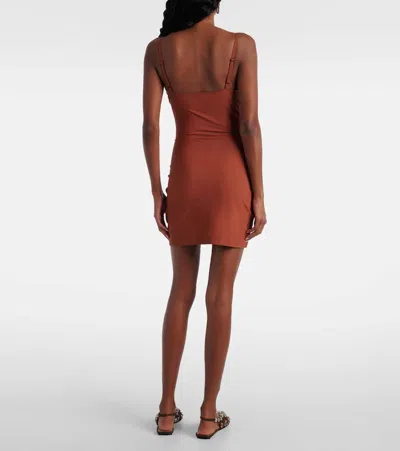 Christopher Esber Pierced Orbit Cutout Jersey Minidress In Brown