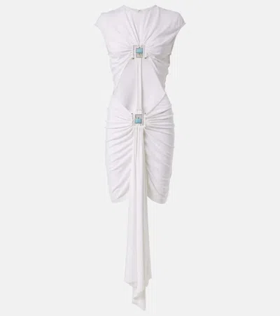 Christopher Esber Gathered Cutout Jersey Minidress In White