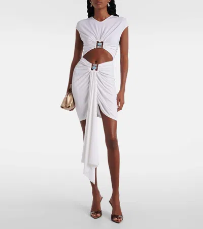 Christopher Esber Gathered Cutout Jersey Minidress In White
