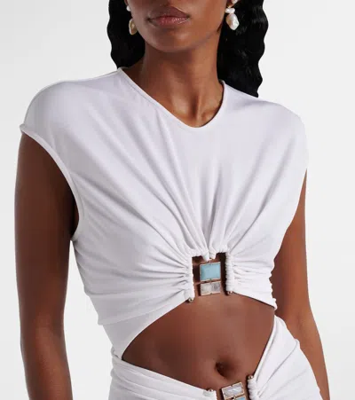 Christopher Esber Gathered Cutout Jersey Minidress In White