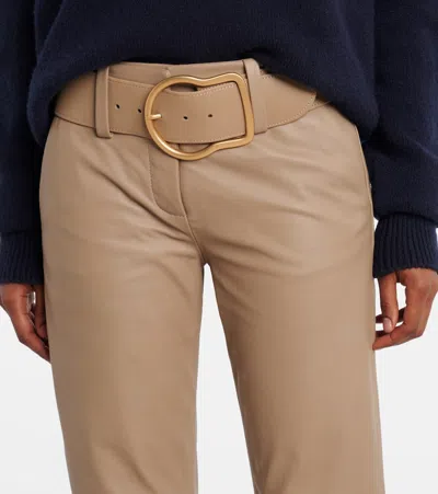 Dorothee Schumacher Sleek Statement Iii Flared Leather Pants In Brown