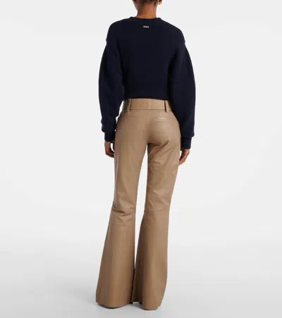 Dorothee Schumacher Sleek Statement Iii Flared Leather Pants In Brown
