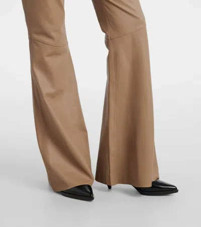 Dorothee Schumacher Sleek Statement Iii Flared Leather Pants In Brown