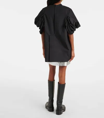 Junya Watanabe Cotton Rouched Sleeve Top In Black