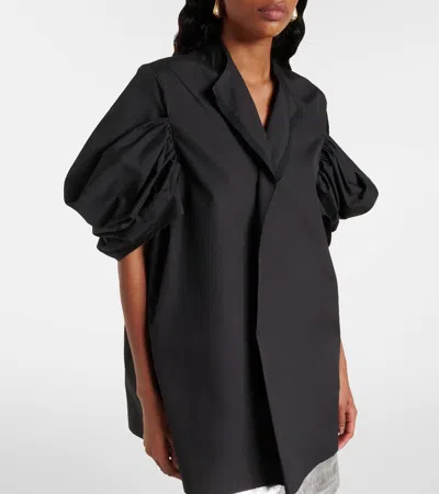 Junya Watanabe Cotton Rouched Sleeve Top In Black