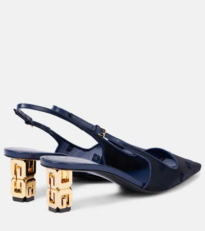 Givenchy Mystic 50mm Logo Plaque Slingback Pumps In Blue