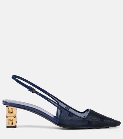 Givenchy Mystic 50mm Logo Plaque Slingback Pumps In Blue