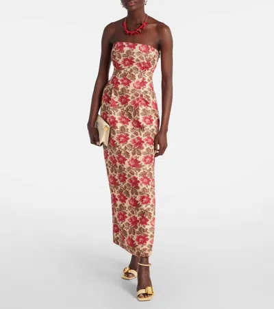 Posse Rosalie Strapless Maxi Dress In Rose Bud In Multi