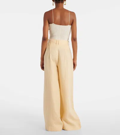 Posse Parker Wide-leg Linen Trousers In Yellow