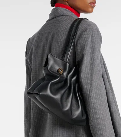 Shop Ferragamo Gancini Small Leather Shoulder Bag In Black