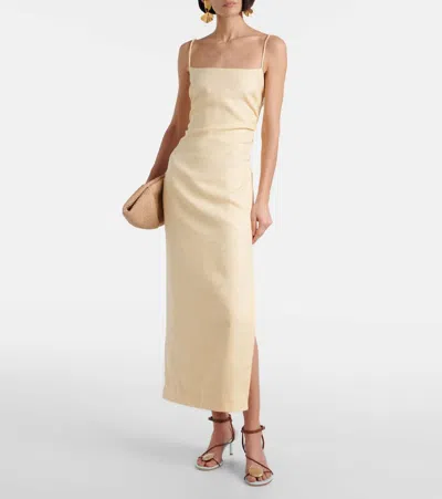 Sir Tamara Linen Midi Dress In Yellow