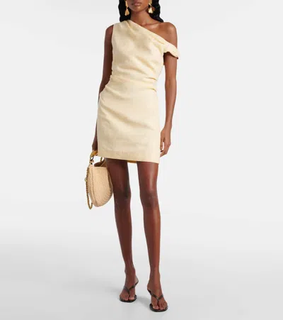 Sir Iris One-shoulder Linen Minidress In Yellow