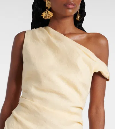 Sir Iris One-shoulder Linen Minidress In Yellow