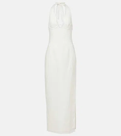 Sir Violet Halterneck Linen Maxi Dress In White