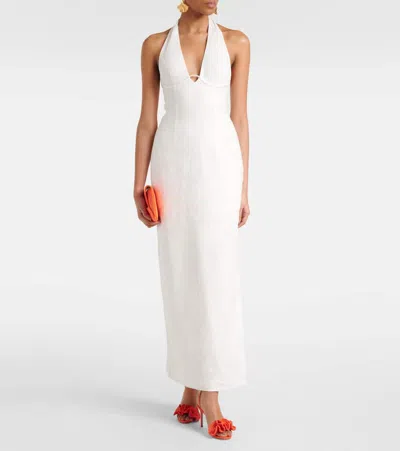 Sir Violet Halterneck Linen Maxi Dress In White