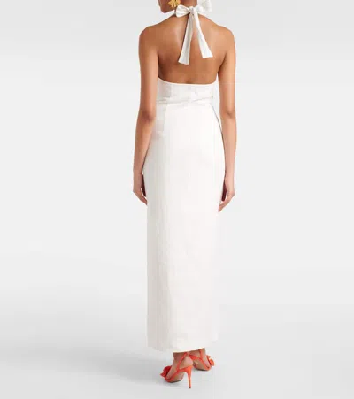 Sir Violet Halterneck Linen Maxi Dress In White