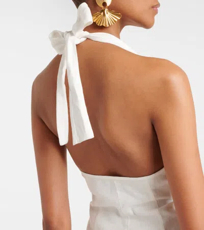 Sir Violet Halterneck Linen Maxi Dress In White