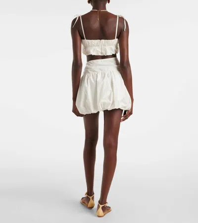 Faithfull Gathered Cotton Poplin Crop Top In White