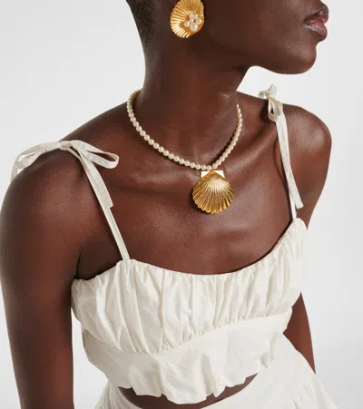 Faithfull Gathered Cotton Poplin Crop Top In White