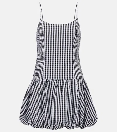 Faithfull Gingham Gathered Cotton Poplin Minidress In Black
