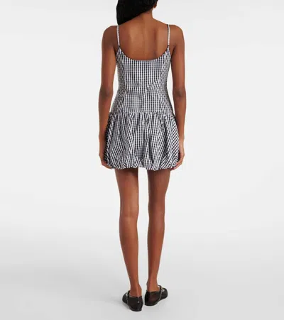 Faithfull Gingham Gathered Cotton Poplin Minidress In Black