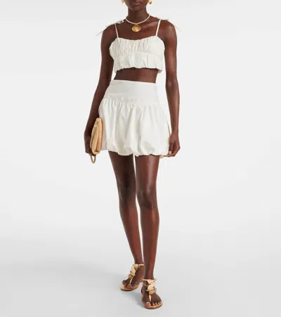 Faithfull Gathered Cotton Poplin Crop Top In White