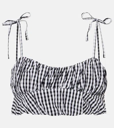 Faithfull Gingham Cotton Poplin Top In Black