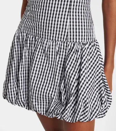 Faithfull Gingham Gathered Cotton Poplin Minidress In Black