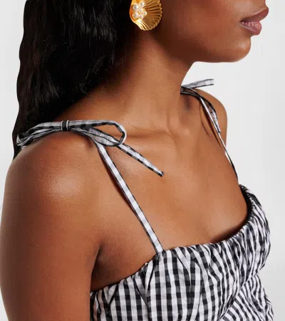 Faithfull Gingham Cotton Poplin Top In Black