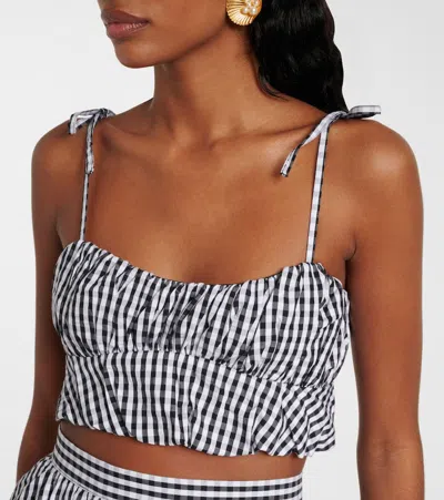 Faithfull Gingham Cotton Poplin Top In Black