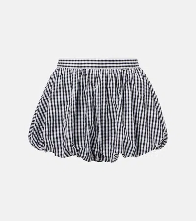 Faithfull Gingham Gathered Cotton Poplin Shorts In Black