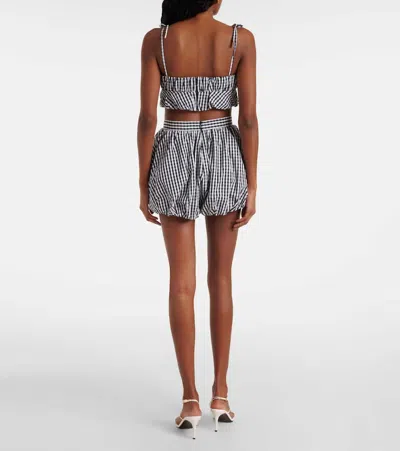 Faithfull Gingham Gathered Cotton Poplin Shorts In Black
