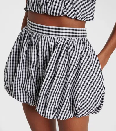 Faithfull Gingham Gathered Cotton Poplin Shorts In Black