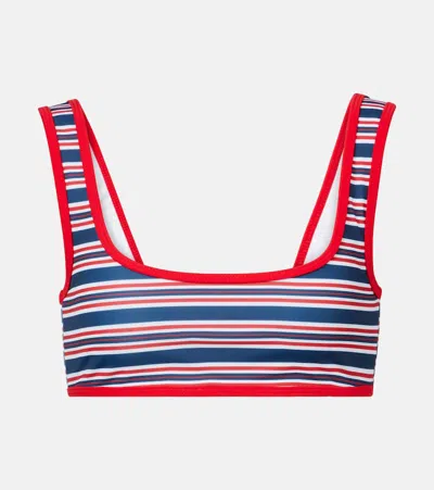 Jade Swim Rounded Edges Striped Bikini Top In Multicoloured