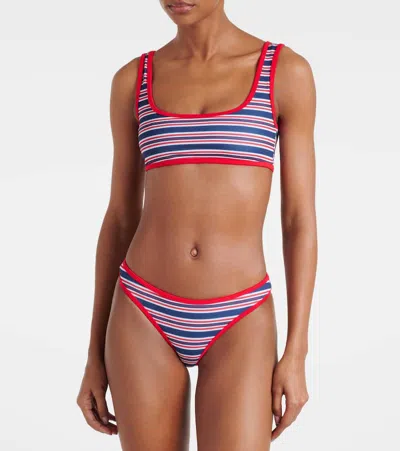 Jade Swim Rounded Edges Striped Bikini Top In Multicoloured