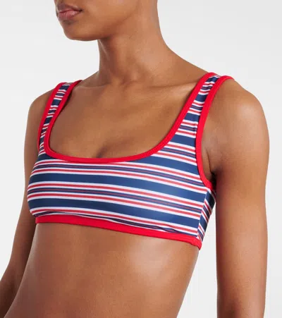 Jade Swim Rounded Edges Striped Bikini Top In Multicoloured