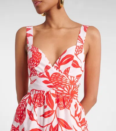 Poupette St Barth Coco Floral Cotton Midi Dress In Red