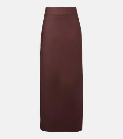 Adriana Degreas Cotton-blend Maxi Skirt In Brown