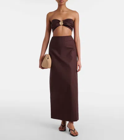 Adriana Degreas Cotton-blend Maxi Skirt In Brown
