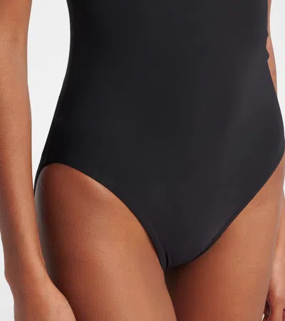 Karla Colletto Floral-appliqué Strapless Swimsuit In Black