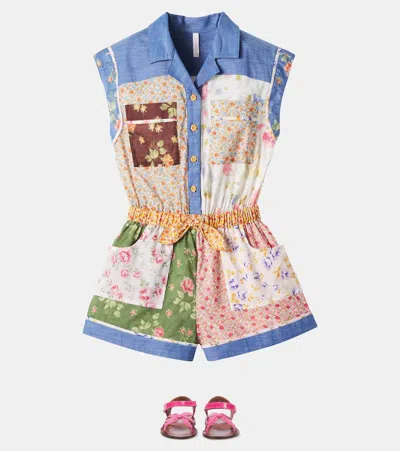 Zimmermann Lucky Floral Cotton Playsuit In Multicoloured