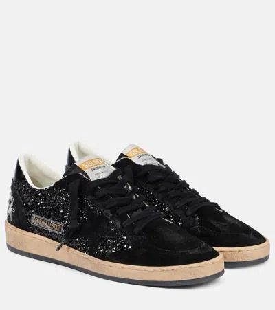 Golden Goose Sneakers Ball-star In Suede E Glitter In Black