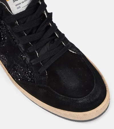 Golden Goose Sneakers Ball-star In Suede E Glitter In Black