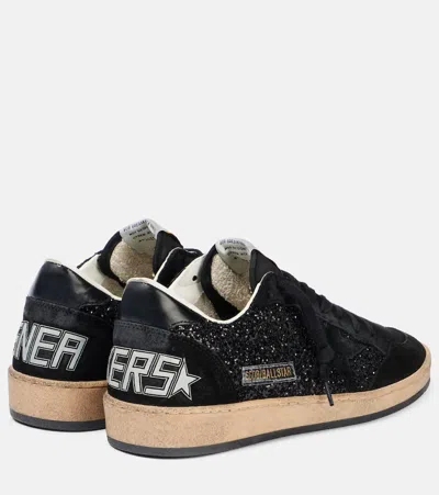 Golden Goose Sneakers Ball-star In Suede E Glitter In Black