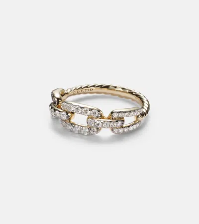 David Yurman 18kt Yellow Gold Stax Chain Link Diamond Ring In Gold