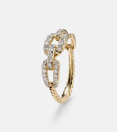 David Yurman 18kt Yellow Gold Stax Chain Link Diamond Ring In Gold