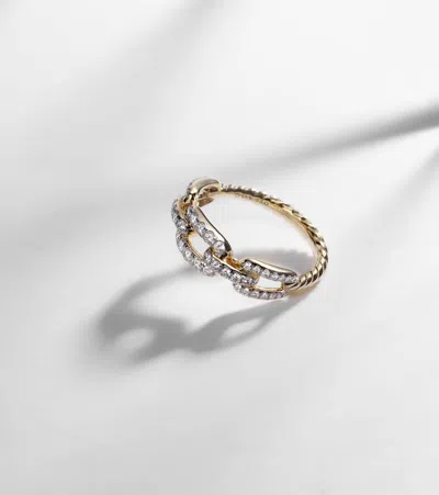 David Yurman 18kt Yellow Gold Stax Chain Link Diamond Ring In Gold