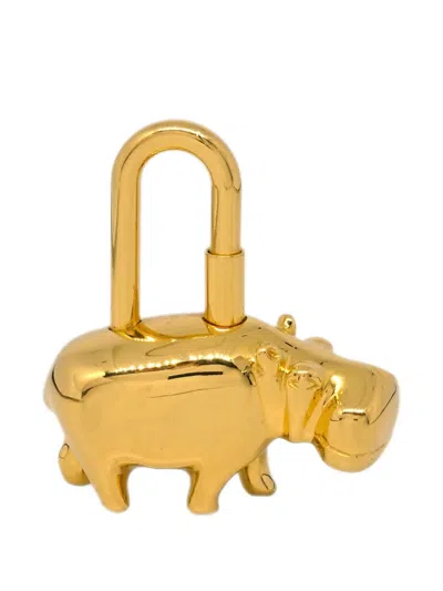 Pre-owned Hermes 2005 Grand Fleuve Hippopotamus Lock Charm In 金色